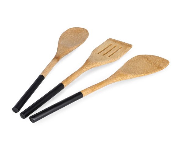 Homla Σετ 3τμχ Εργαλεία Μαγειρικής Bamboo Natural-Μαύρο 6x30εκ. Homla 200599 (Υλικό: Bamboo, Χρώμα: Μαύρο) - Homla - 200599